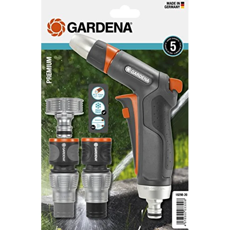 GARDENA Premium Grundausstattung: Anschluss-Set mit Reinigungsspritze, mit Anschlussteilen für 13 mm (1-2 Zoll)- und 15 mm (5-8)-Schläuche (18298-20) – Bild 1