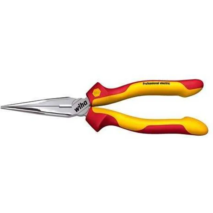 Wiha Flachrundzange Professional electric mit Schneide gerade Form (26720) 160 mm Zange für Elektriker, VDE geprüft, stückgeprüft, stabil und robust