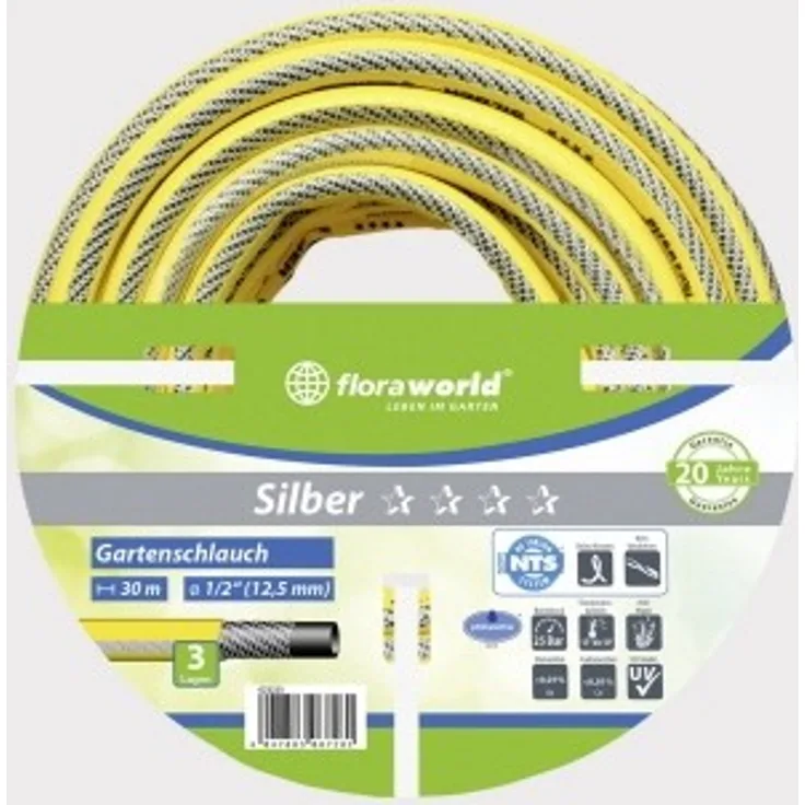 JUNG floraworld Gartenschlauch Silber 3/4,25m,NTS-Gew,phtalat-frei