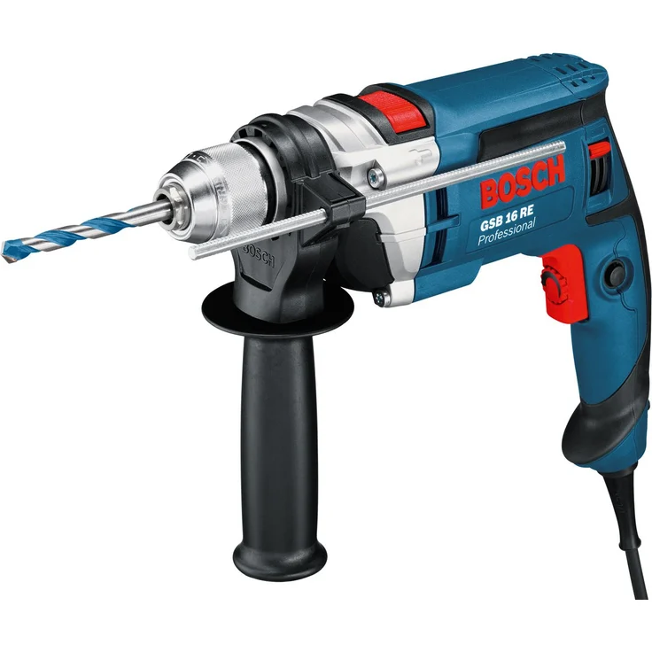 Bosch Professional GSB 16 RE Schlagbohrmaschine + Schnellspannbohrfutter 13 mm + Tiefenanschlag 210 mm + Zusatzhandgriff + Koffer (750 W) – Bild 1