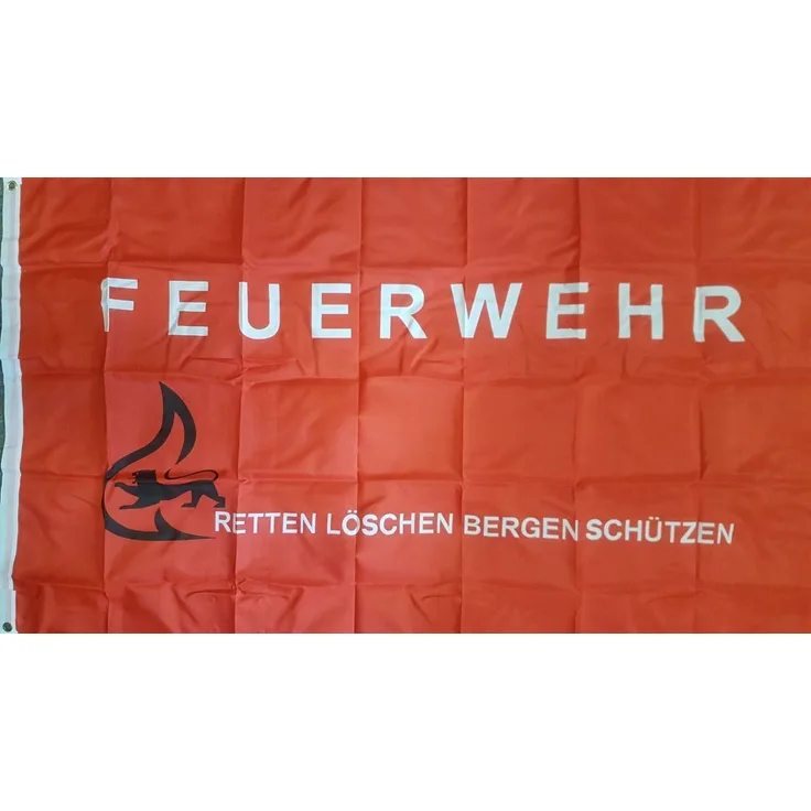 Flaggenking Retten-Löschen-Bergen-Schützen-wetterfest Feuerwehr Fahne/Flagge, Mehrfarbig, 150 x 90 x 1 cm