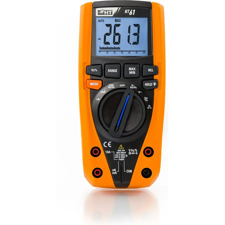 HT-Instruments Digitales Multimeter TRMS, 4 stellige Anzeige, 6000 Digits, Bargraph, CAT IV, 1 Stück, HT61
