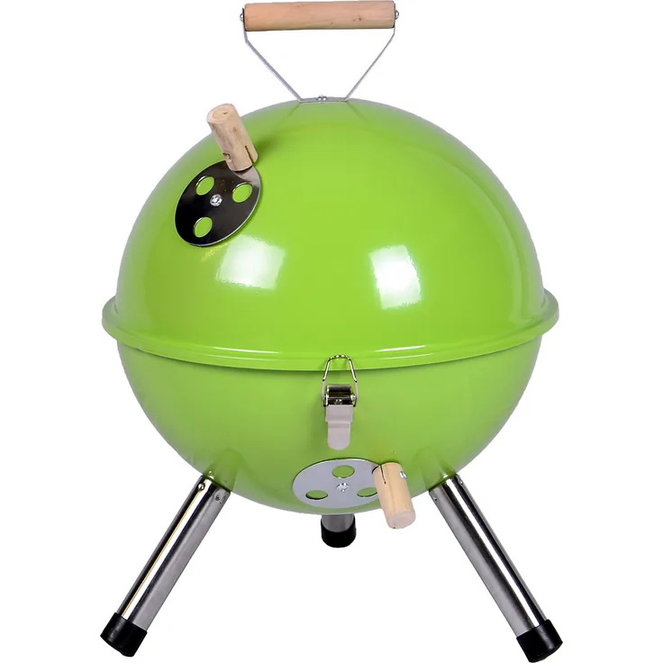 Nexos YG00263_G Mini Holzkohlegrill Kugelgrill Holzkohlegrill für Garten Terrasse Camping Festival Picknick BBQ Barbecue 30 cm grün