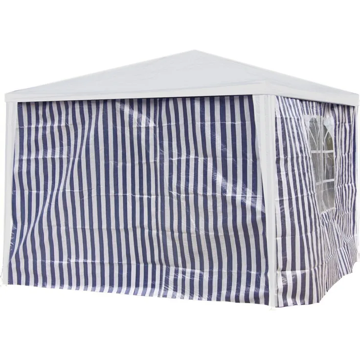 Seitenwände 3x2m blau-weiß PE 2Stück mit 1x Fenster Seitenteile für Pavillon