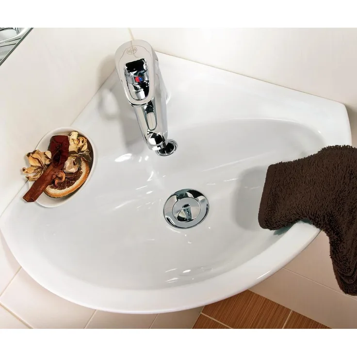 Belvit Keramik Eck Waschbecken Handwaschbecken 36x36x15 cm