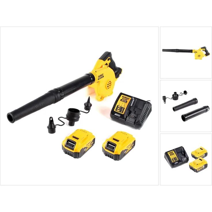 DeWalt DCV 100 P2 18 V Akku Gebläse - Laubbläser plus 2 x DCB 184 5,0 Ah Akku plus DCB 115 Ladegerät 265 Watt