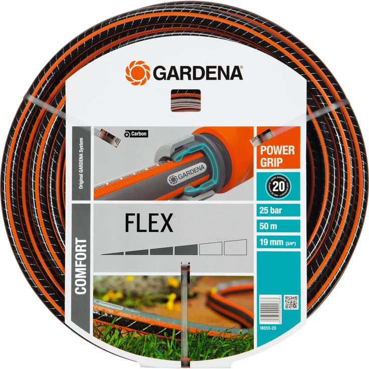 GARDENA Comfort FLEX Schlauch 19 mm (3-4 Zoll), 50 m: Formstabiler, flexibler Gartenschlauch mit Power-Grip-Profil, aus hochwertigem Spiralgewebe, 25 bar Berstdruck, ohne Systemteile (18055-20) – Bild 2