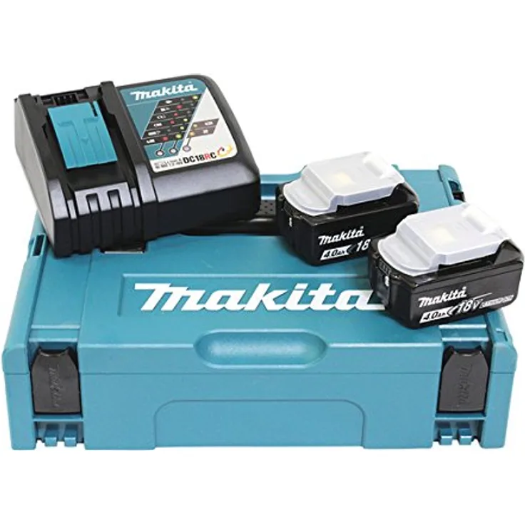 Makita 18V Ersatzakku + Ladegerät / 2x Akku 4,0 Ah Makpa c Power Source KIT (197494-9)