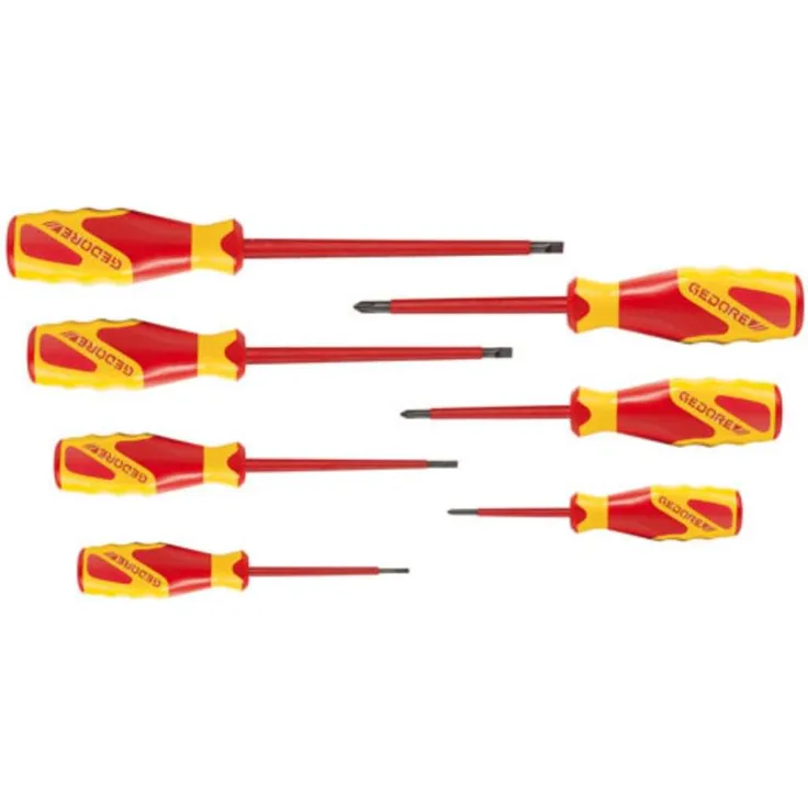 GEDORE Schraubendreher-Satz, 7-teilig, Für Schlitz- und Kreuzschlitzschrauben, VDE Geprüft, Ergonomischer Griff