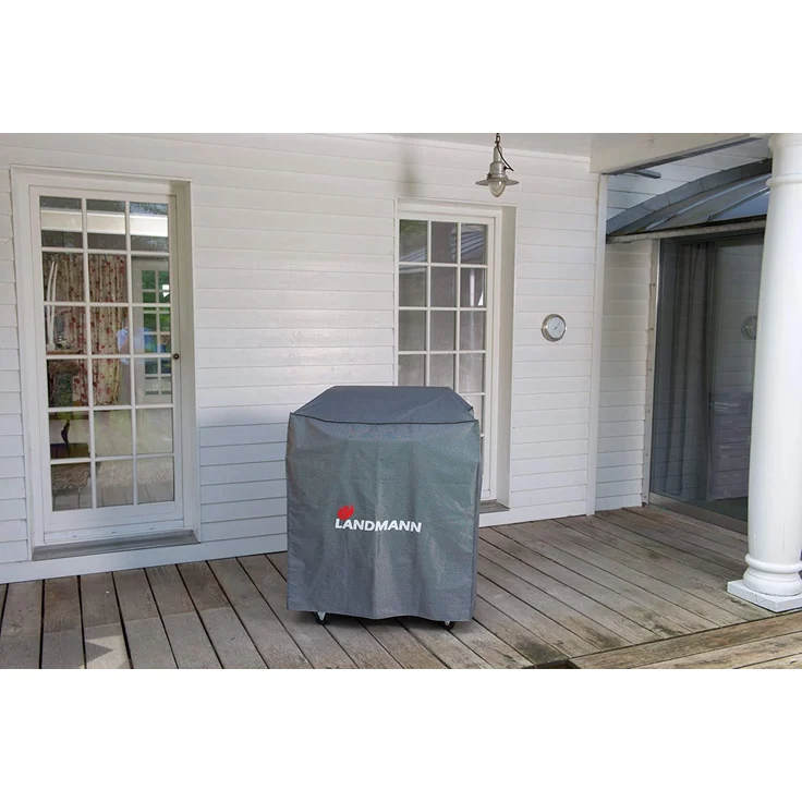 LANDMANN Grillabdeckung für Triton, Miton und Rexon je 3.1 und 4.1, grau, 148 x 62 x 120 cm, wetterfest, UV-Beständig, 100% Polyester – Bild 3