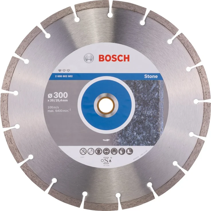 Bosch Professional Diamanttrennscheibe Standard für Stone, 300 x 20,00 und 25,40 x 3,1 x 10 mm, 2608602602 – Bild 1