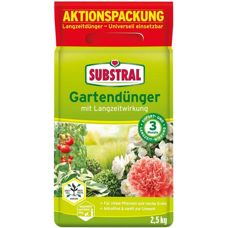 SUBSTRAL Gartendünger mit Langzeitwirkung, Aktionspackung 2,5 kg - Substral