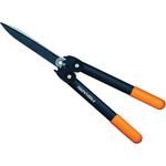Fiskars PowerGear II Getriebe-Heckenschere, Antihaftbeschichtet, Rostfreie Stahl-Klingen, Länge 57 cm, Schwarz-Orange, HS72, 1000596 mittelgroß