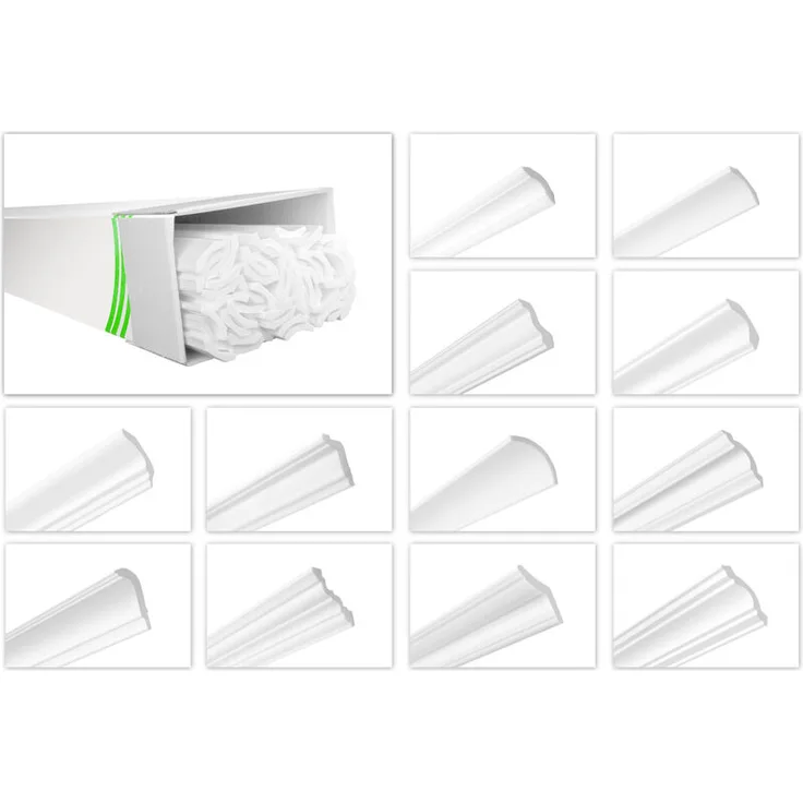 Deckenleisten hart glatt Styroporleisten XPS Stuckprofile HEXIMO ZG Paket frei Haus:ZG10 - 36 x 30 mm, 40 Meter Sparpaket