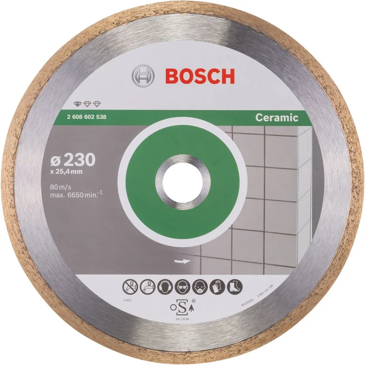 Bosch Professional Diamanttrennscheibe Standard für Ceramic, 230 x 25,40 x 1,6 x 7 mm, 2608602538 – Bild 1