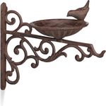 Relaxdays Vogeltränke, Gusseisen, Wandmontage, Wetterfest, Rostfrei, Wildvögel, Gartendeko, HxBxT 24 x 28 x 14 cm, braun