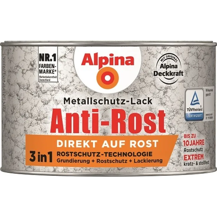 Alpina Metallschutz-Lack Hammerschlag 300 ml, schwarz