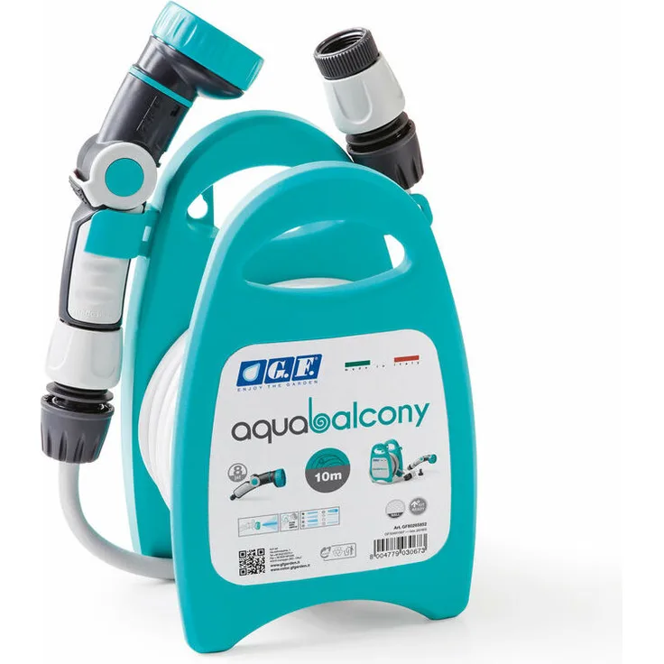 PFLANZEN KÖLLE Aqua Balcony Schlauchtrommel mit 10 m Schlauch, aquamarin