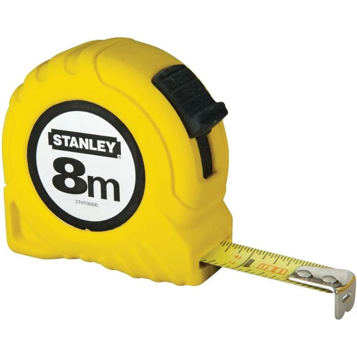 Stanley Bandmass (8 m, extra-starkes gebogenes Band, Polymer-Schutzschicht, Endhaken dreifach vernietet) 0-30-457