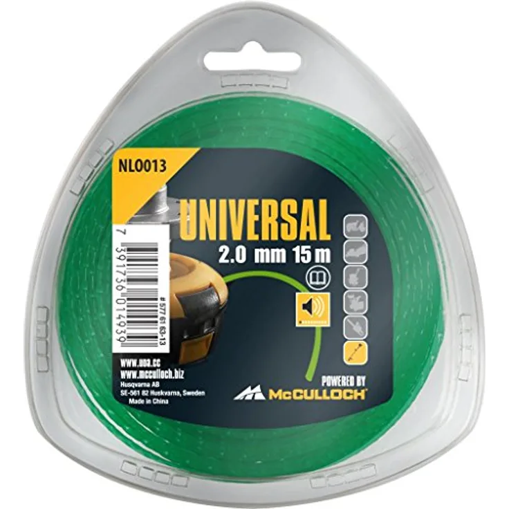 Universal Trimmerleisefaden 2.4mmx90m, NLO017: Ersatzfaden für Rasentrimmer, Länge 90 m, Faden-Ø 1.3 mm, patentierte Technik für leisen Betrieb (Artikel-Nr. 00057-76.163.17)