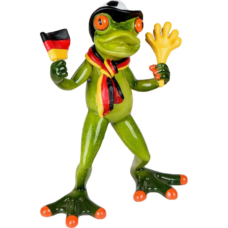 formano Dekofigur lustiger Frosch als Fan mit Fahne, hellgrün, 17 cm