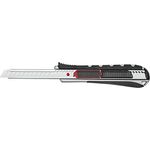 Wedo 787009 Safety Cutter 2-in-1, 9 mm, automatischer Klingenrückzug, Rasterautomatik, integrierte Abbrechhilfe, silber-schwarz