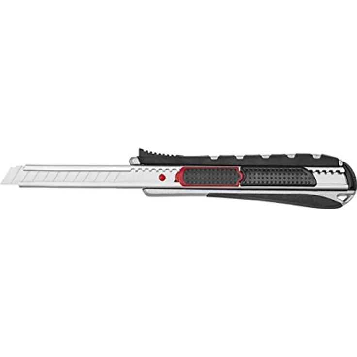 Wedo 787009 Safety Cutter 2-in-1, 9 mm, automatischer Klingenrückzug, Rasterautomatik, integrierte Abbrechhilfe, silber-schwarz – Bild 1