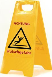 Warnschild Achtung Rutschgefahr Schriftzug B 300xH 570mm signalgelb-schwarz-rot