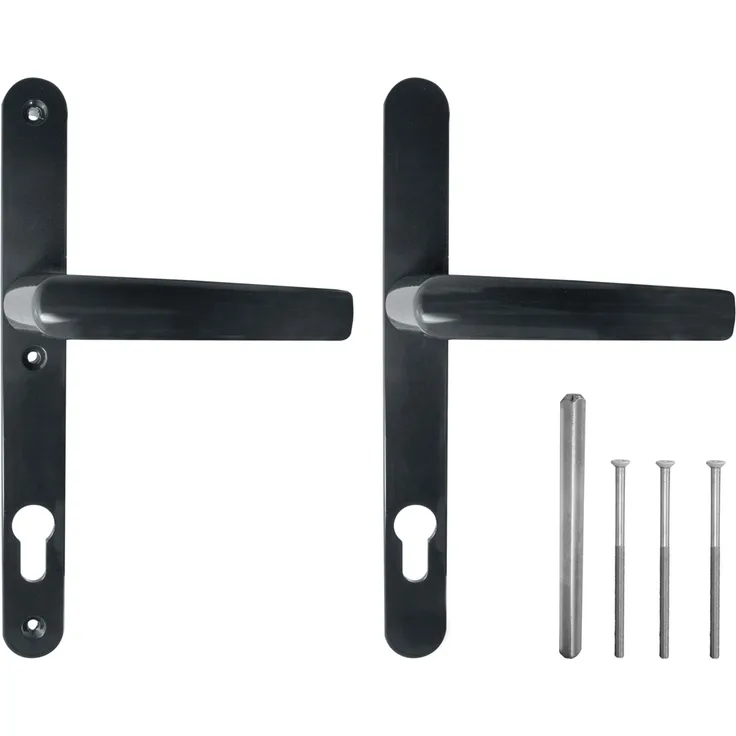 kj-vertrieb Türgriff / Türdrücker / Türklinke / Drückergarnitur DHS 92mm (Schildbreite 28mm) - Grau RAL 7016