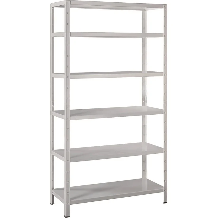 Schulte Regalwelt Lagerregal mit 6 PowerMAX-Fachböden, 200x100x30cm Regalsystem, Steckregal mit einfacher Montage ohne Verschrauben, Traglast je Boden bis zu 65 Kg (bis zu 390 Kg Gesamttraglast)