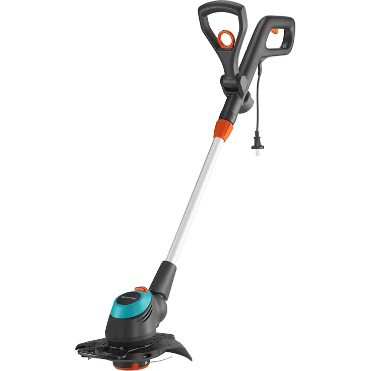 GARDENA Elektro-Trimmer EasyCut 450-25: Rasentrimmer mit verstellbarem Griff abwinkelbarem Trimmerkopf und ausklappbarem Pflanzenschutzbügel, 250 mm Schnittkreis 9870-20