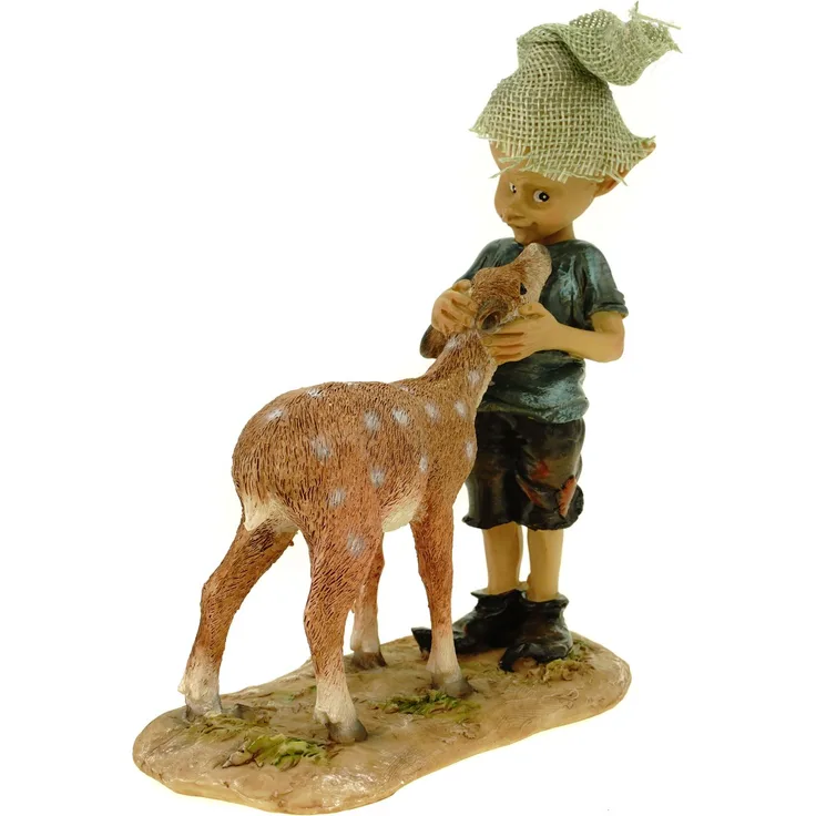 Bambi und ich Pixie streichelt Rehkitz 15 cm Figur Kobold Fee Fabelwesen