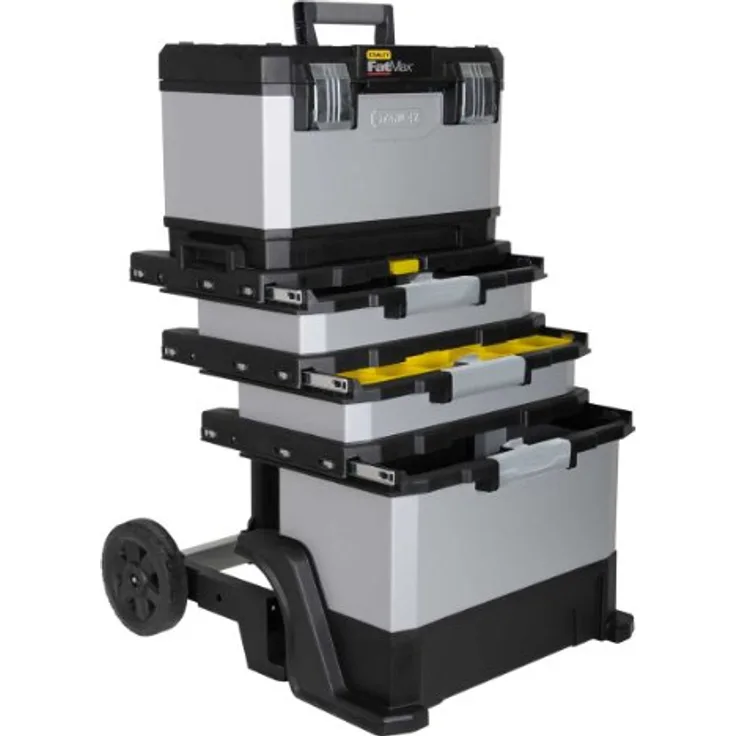 Stanley FatMax Rollende Werkstatt aus Metall-Kunststoff 1-95-622 ? Werkzeugwagen leer ? Vielseitige Werkzeugbox für Kleinteile und große Werkzeuge