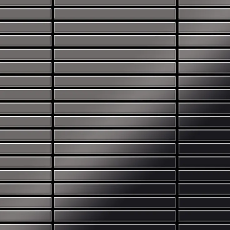 Alloy Mosaik Fliese massiv Metall Titan hochglänzend in dunkelgrau 1,6mm stark Linear-Ti-SM 0,94 m2
