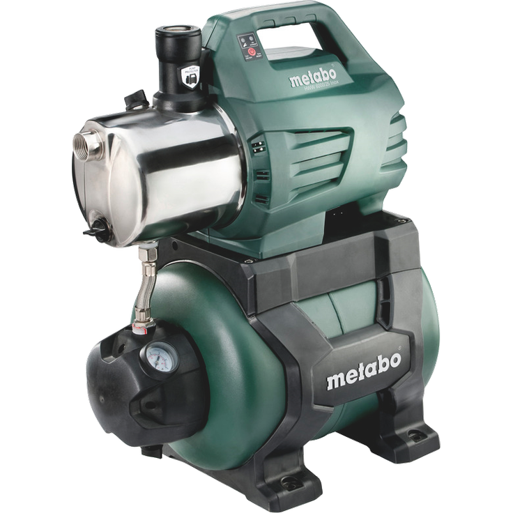 Metabo Hauswasserwerk HWW 6000-25 Inox (1300 Watt, 5,5 bar, 24 Liter, Fördermenge 6000 Liter pro Stunde, Rückschlagventil, Start-Stop Automatik Hauswasserautomat mit Trockenlaufschutz) 600975000 Hauswasserpumpe 6000 l/h 8 m|55 m Ansaughöhe 8 m