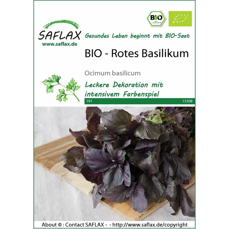 SAFLAX Rotes Basilikum BIO Basilikumsamen von Saflax