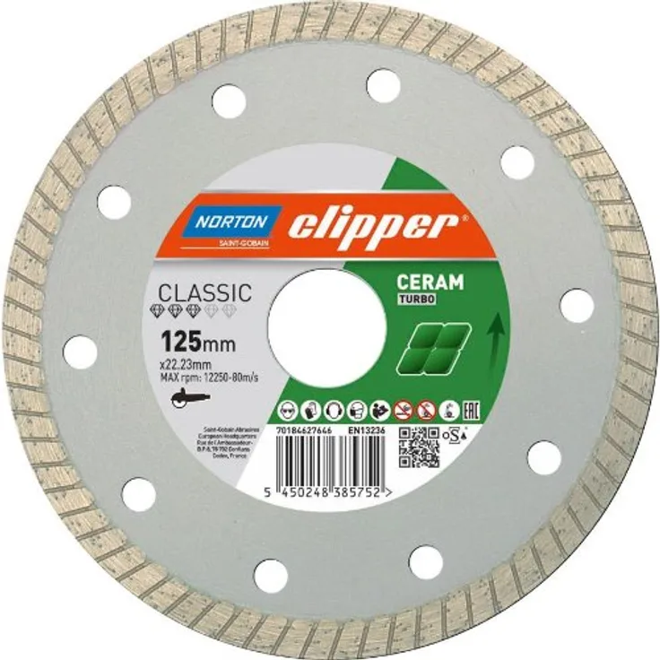 Norton clipper Diamant Trennscheibe Classic Ceram XT 125x22,23