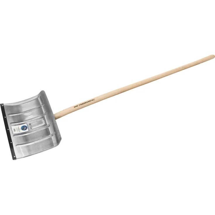 SHW Schneeschieber Aluminium 50 cm mit Flüsterkante und Rundstiel 130 cm