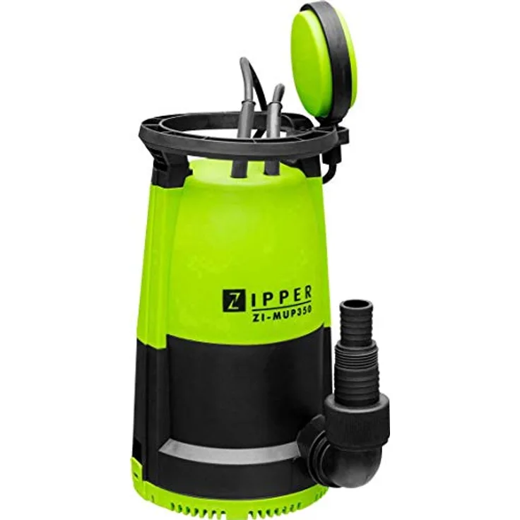 Zipper ZI-MUP350 Pumpentechnik, 200x200x380 Tauchmotorpumpe Klarwasserpumpe 350 Watt Betriebsspannung 230 V Entwässerung max. Förderhöhe 7 m max. Partikelgröße 2 mm max. Wassertemperatur 35 °C 5,7 kg