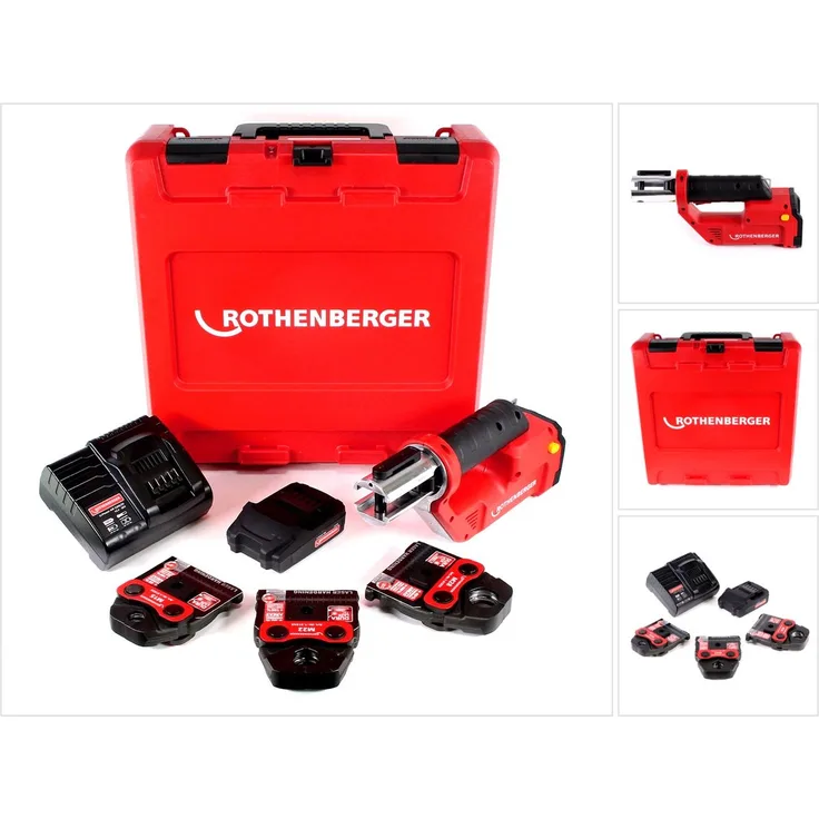 Rothenberger ROMAX Compact TT 18V Akku Pressmaschine + 1x Akku 2,0Ah + Ladegerät + Pressbackenset + Koffer ( 1000002118 )