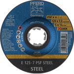 PFERD Schruppscheibe, 10 Stück, 125 x 7,2mm, X-LOCK (22,23 mm), PSF STEEL, 62011125 – für schnelle und komfortable Werkzeugwechsel