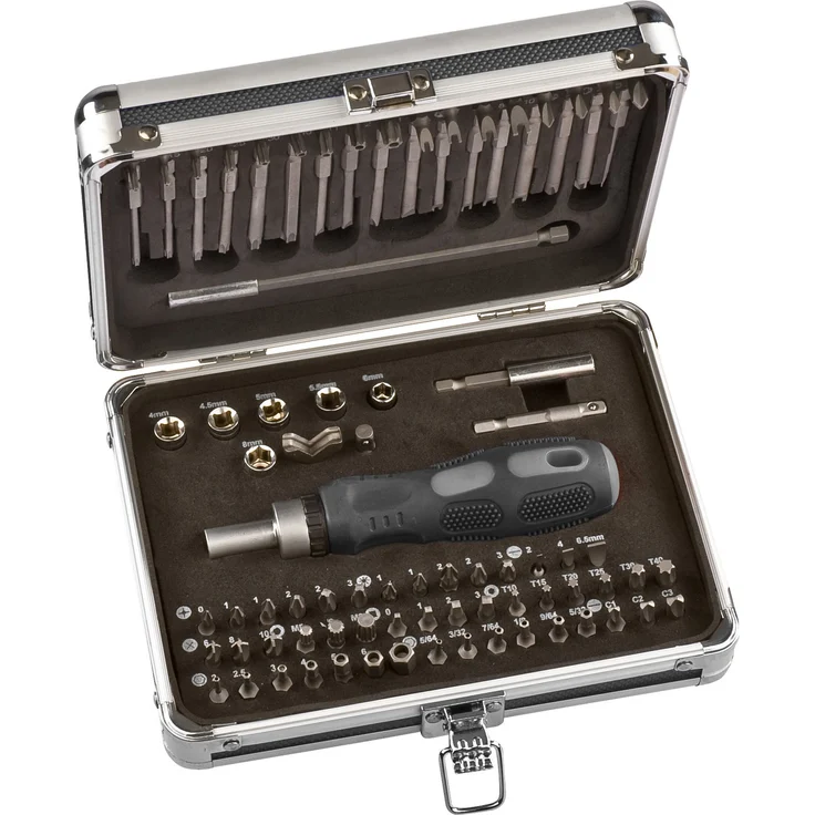 kwb Power Bit-Box 92-tlg – inkl. Bits, Bithalter mit Dauermagnet, langer Bithalter Sechskant-Schaft und Ratschen-Handgriff in stabilem Metallkoffer – Bild 1