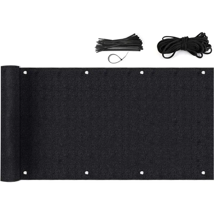 Balkonsichtschutz Balkonabdeckung HDPE 220g-m², Schwarz, 90 x 300cm