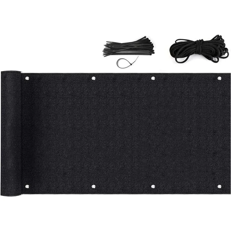 Balkonsichtschutz Balkonabdeckung HDPE 220g-m², Schwarz, 90 x 300cm – Bild 1