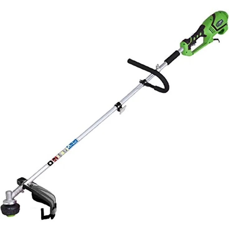 Greenworks Elektro-Rasentrimmer 2in1 GST1246 (AC Electric 230V 1200W Motorleistung 40cm Schnittbreite 2mm Faden-Messer 5500 U-min verstellbarer Zusatzgriff halbautomatischer Bodenvorschubkopf)