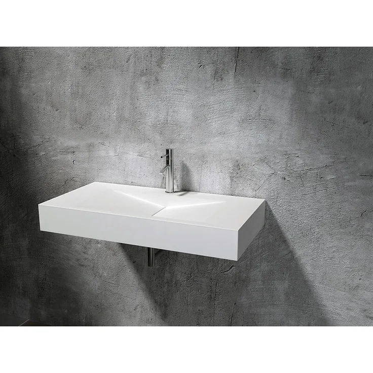 Wandwaschbecken PB2049 aus Mineralguss - 90 x 45 x 12 cm - Weiß matt