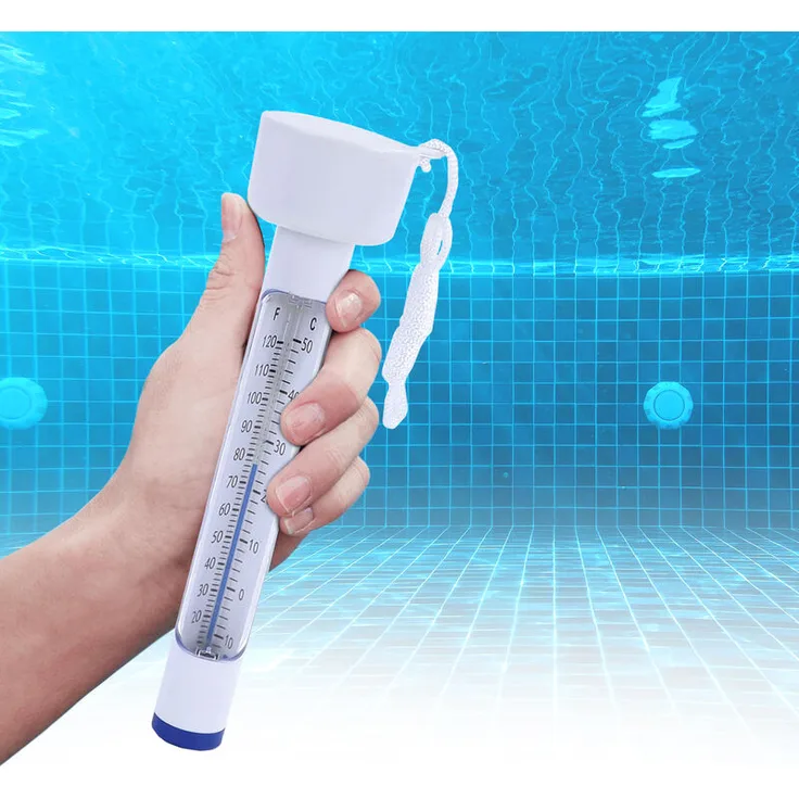 Ramroxx - Premium Wasser Thermometer für Pool Schwimmbecken Weiss Skala 0-50°C 19cm