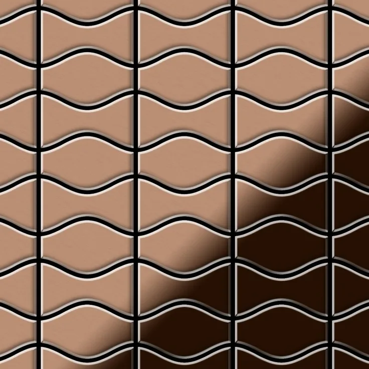 Mosaik Fliese massiv Metall Kupfer gewalzt in kupfer 1,6mm stark ALLOY Kismet & Karma-CM Designed by Karim Rashid 0,86 m2