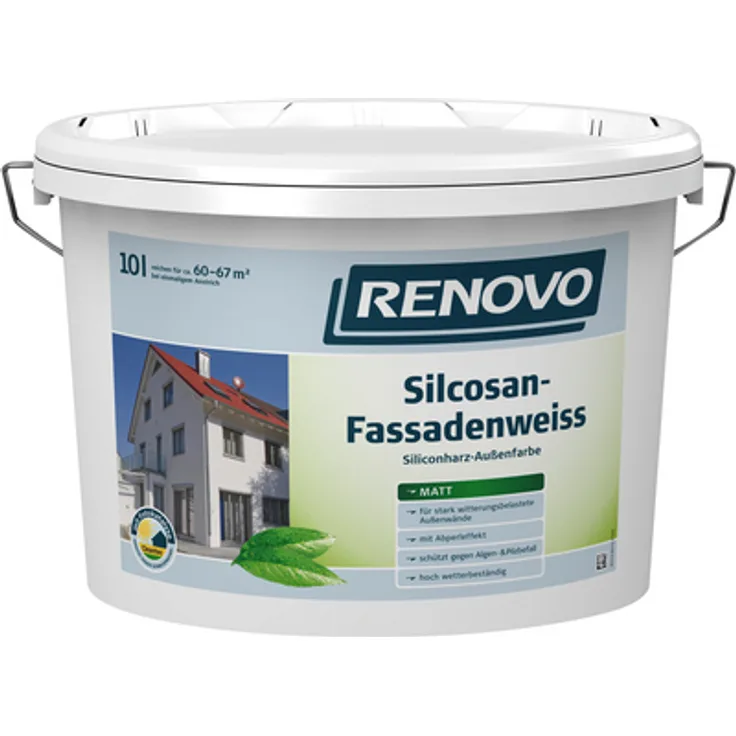 Renovo - Fassadenfarben, ca. 5,5 - 6,6 m²-l, weiß, matt, 10 l - weiß