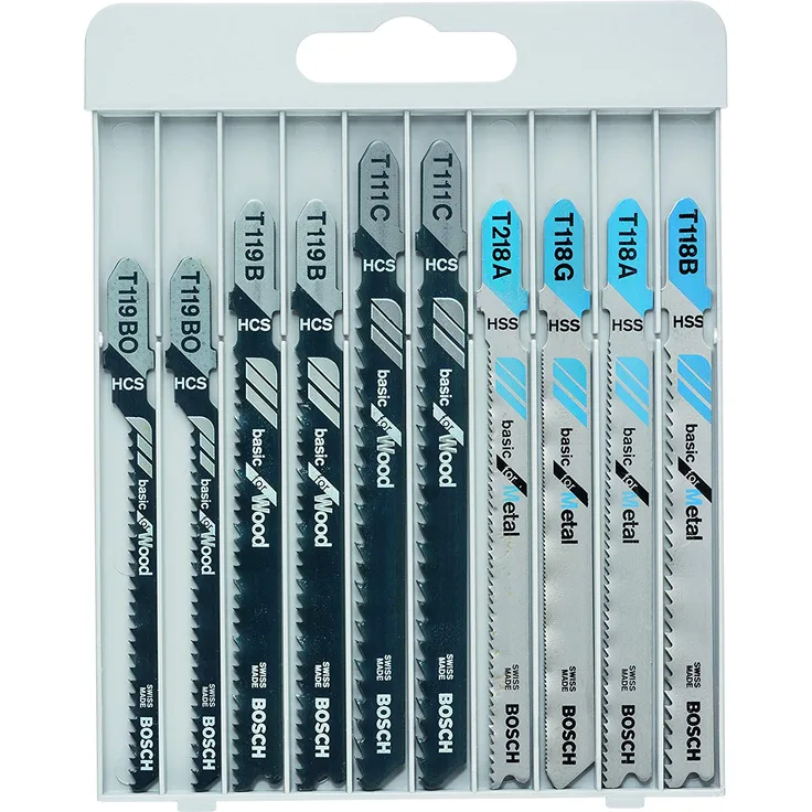 Bosch Professional 10tlg. Stichsägeblatt Set Basic for Wood and Metal (für Holz und Metal, Zubehör Stichsäge)